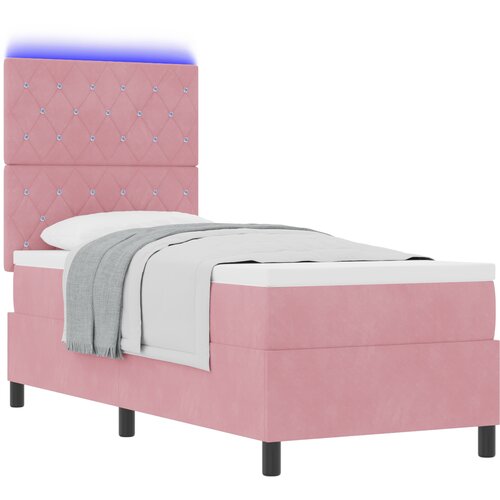 VidaXL Box Spring postelja z vzmetnico in LED Roza 80x200 cm Žamet, (22050486) Slike