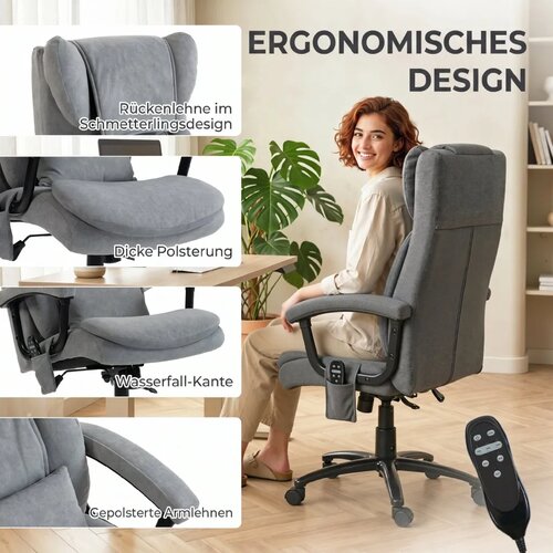  Ergonomska uredska stolica za masažu visoki naslon siva Slike
