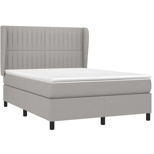  Krevet box spring s madracem svjetlosivi 140x200 cm od tkanine Slike