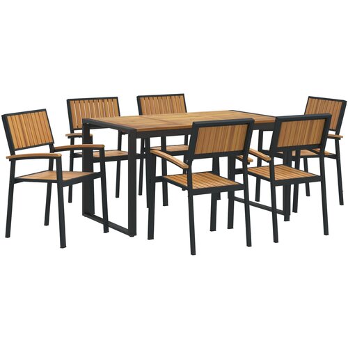 VidaXL 7-delni vrtni jedilni set iz trdnega akacijevega lesa in aluminija Slike