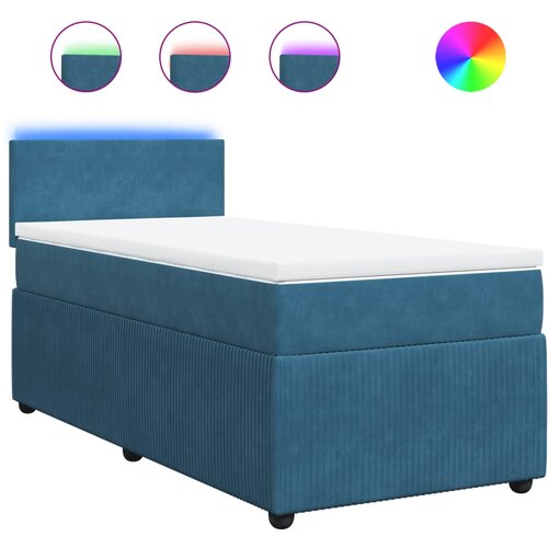 vidaXL Box spring postelja z vzmetnico modra 90x190 cm žamet, (21310252) Cene