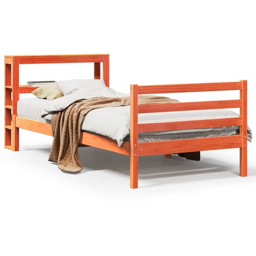 Maison Chic Postelja za odrasle - Posteljni Okvir brez vzmetnice vo&amp;scaron;čeno rjav 100x200 cm borovina, (22082650) Slike