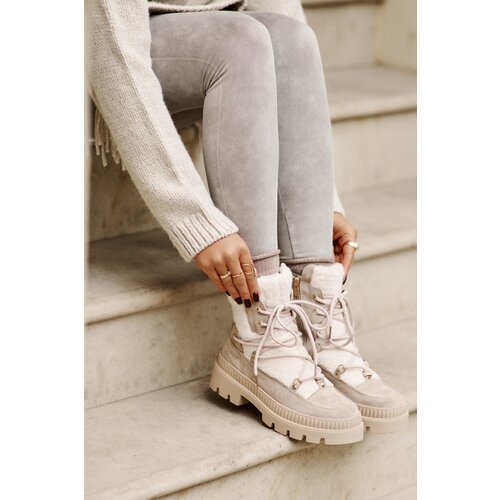 Boto PM1 Boots With Fur Shearling Beige Merilana Slike