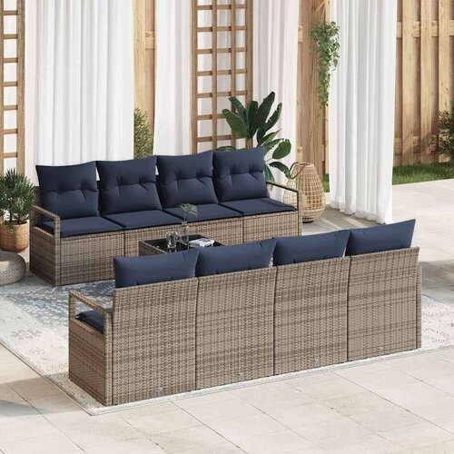  Set sofe s jastukom 7 pcs Siva i plava poliratan Cijene