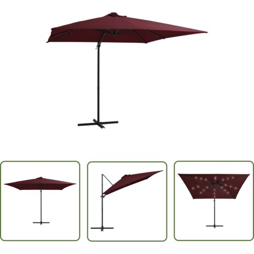  The Living Store Vrtni senčnik z LED lučkami bordo rdeč 250x250 cm - Stranski Senčnik, (21743116) Cene