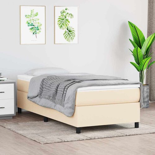  Krevet s oprugama i madracem krem 100 x 200 cm od tkanine Cene