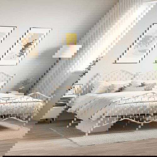 VidaXL Metalni okvir kreveta uzglavlje i podnožje bijeli 180x200 cm Slike