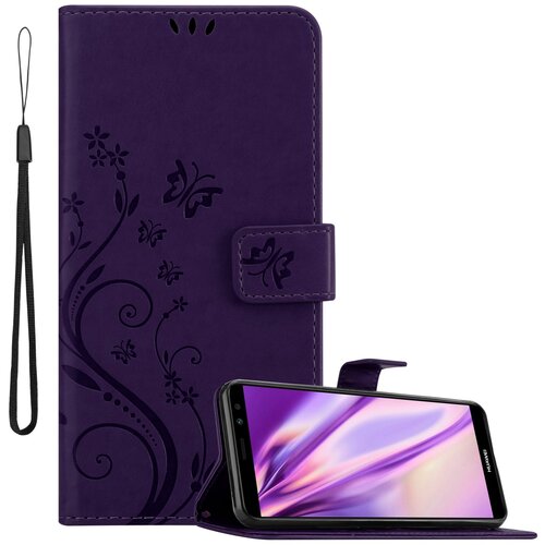 Cadorabo Huawei temno vijolična - za&scaron;čitni pokrov pri oblikovanju cvetja z magnetnim zapiranjem, stoječimi funkcijami in režami za kartice, (20694607) Cene