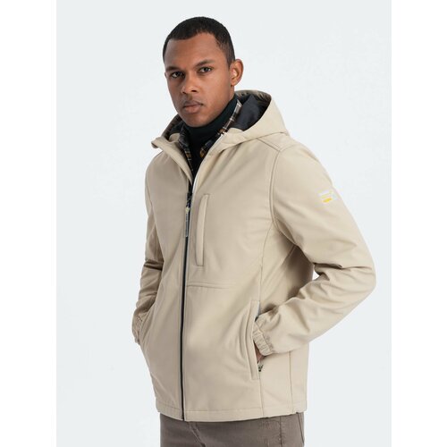 Ombre Men's SOFTSHELL jacket with fleece center - sand Slike