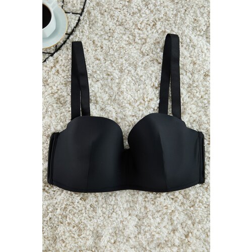 Trendyol Curve Black Removable Thick Rope Strap Strapless Plus Size Bra Slike