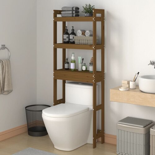 The Living Store Stojalo za kopalnico medeno rjavo 63x26x171 cm trdna borovina - Stojalo Za Kopalnico, (21485390) Slike