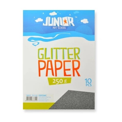 Junior jolly glitter paper papir sa &amp;scaron;ljokicama a4 250g 10k - odaberite nijansu crna ( 136137 ) Slike