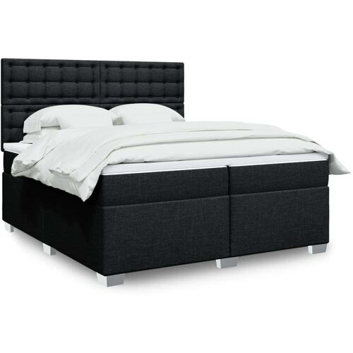 VidaXL Krevet s oprugama i madracem crni 200x200 cm od tkanine Slike