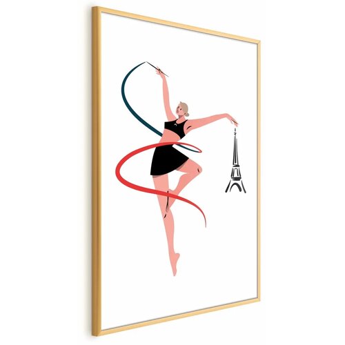  Plakat - Illustration of a Woman with a Ribbon - Artistic Gymnastics 40x60 Zlatni okvir Cene