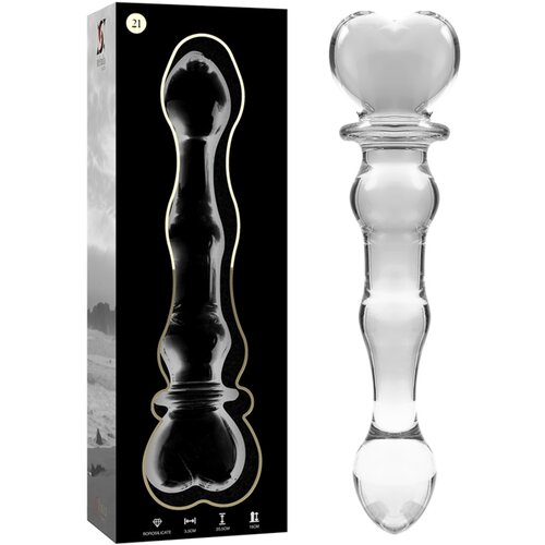 Ibiza Nebula Model 21 Dildo Borosilicate Glass 20.5x3.5cm Clear Cene