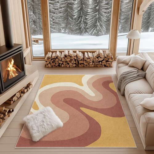 Mila Home Oker rumena/pra&amp;scaron;no rožnata pralna preproga 60x100 cm Strawberry Creamsicle &amp;ndash; Slike