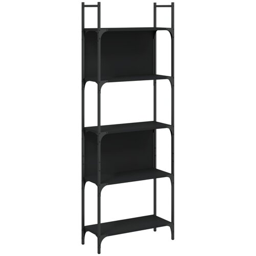 Maison Chic Knjižna omara - Knjižna polica - Knjižni regal 5-nadstropna črna 60,5x24x166,5 cm inž. les, (21723539) Slike
