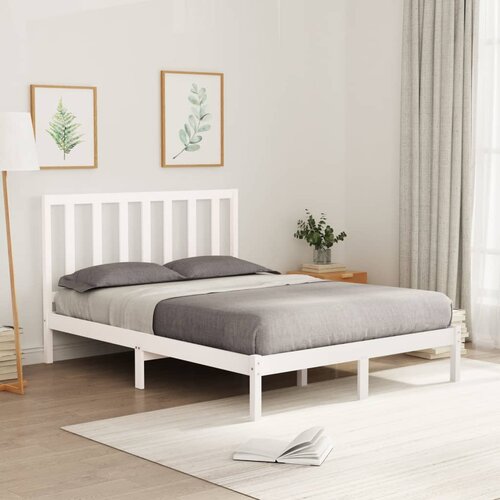 The Living Store Posteljni okvir bel iz trdnega lesa 120x200 cm - Posteljni Okvir, (21529772) Slike