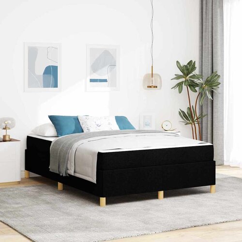 vidaXL Postelja z vzmetnico Bela in črna 140 x 190 cm blago Cene
