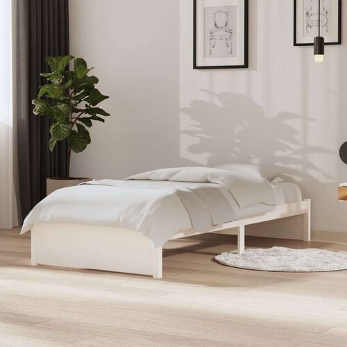  Posteljni okvir bel iz trdnega lesa 90x190 cm 3FT, (20646280) Slike