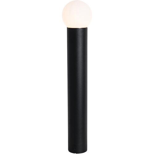 QAZQA Stoječa zunanja svetilka črna z opalnim steklom 80 cm IP44 - Huma Cene