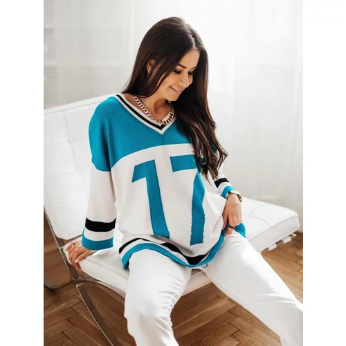 Cocomore Turquoise-white sweater cmgB160a.R01