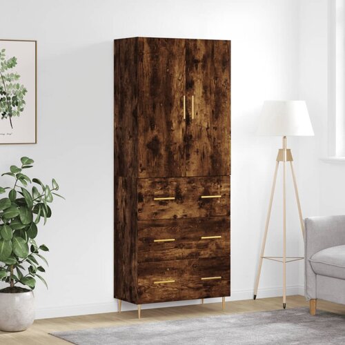 vidaXL Visoka komoda dimljeni hrast 69 5x34x180 cm konstruiranog drva Cene