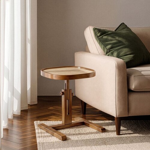 Hanah home pomoćni sto Opus Kare 42, 42 cm, orah / travertin Cene