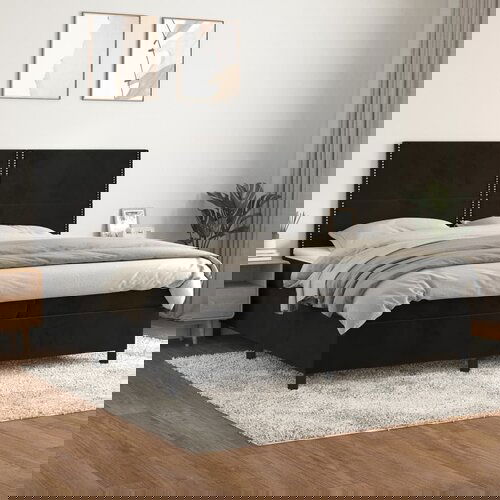VidaXL Box spring postelja z vzmetnico črna 200x200 cm žamet Slike