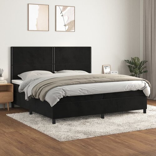 VidaXL Krevet s oprugama i madracem crni 200x200 cm bar&amp;scaron;unasti Slike