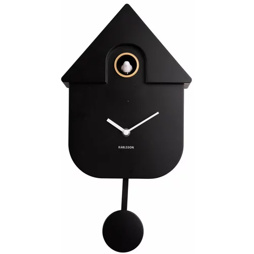Karlsson crni zidni sat s klatnom Modern Cuckoo, 21,5 x 41,5 cm