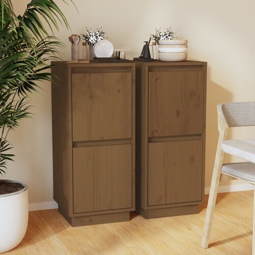 VidaXL Komode 2 kom boja meda 31,5 x 34 x 75 cm od masivne borovine Slike