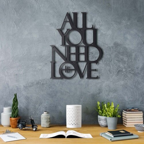 Wallity Zidna dekoracija All You Need Is Love, 50 x 39 cm, Crna Cene