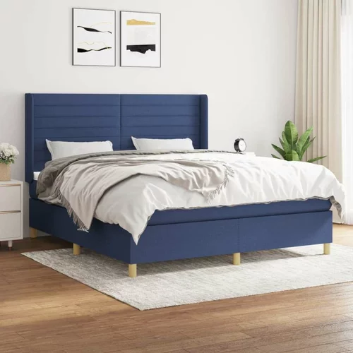  Box spring postelja z vzmetnico modra 160x200 cm blago, (20894004)