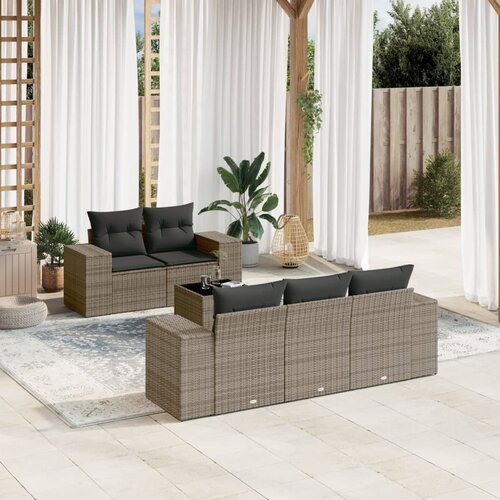vidaXL 6-dijelni set vrtnih sofa od poliratana s jastucima sivi Cijene