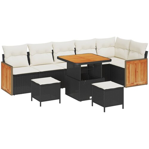  Sjedeća garnitura za vrt 9 kom. 9-Broj sjedala Crna i Krema 80 x 80 x 71 cm Slike