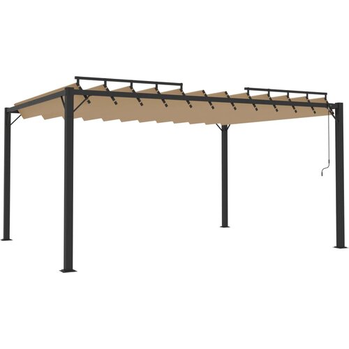 vidaXL Paviljon z rešetkasto streho 3x4 m taupe blago in aluminij, (20729522) Cene