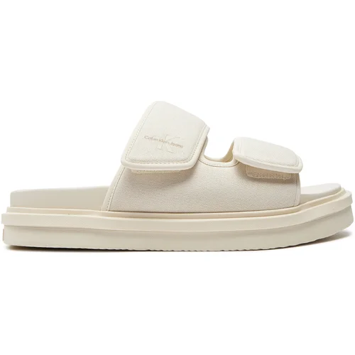 Calvin Klein Jeans Natikači Double Bar Sandal Mtl YM0YM01020 Écru