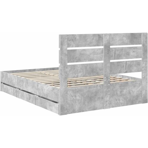  Krevetna konstrukcija s ladicama Betonski sivi 150 x 200 cm Slike