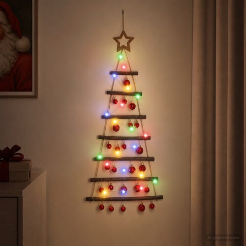  Viseća božićna jelka s kuglicama 90 cm 30 LED lampica Vi&scaron;ebojno Cijene