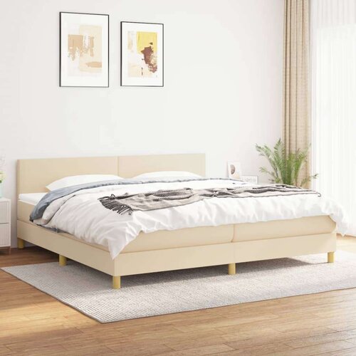  S oprugama i madracem krem 200 x 200 cm od tkanine Slike
