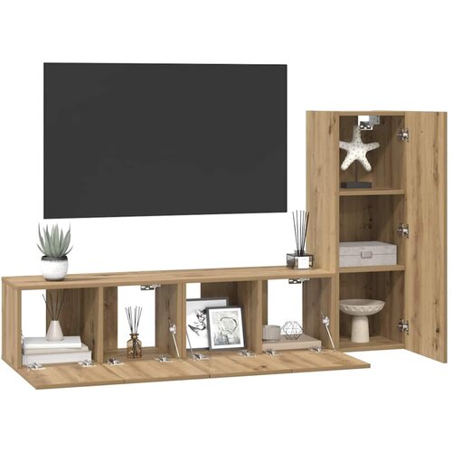  Set TV komoda 3 kom. Umjetnički hrast Konstruirano drvo Smeđa 60 x 30 x 30 cm Slike