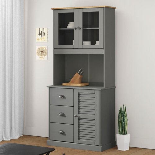 The Living Store Zgornji del komode VIGO siv 78x30x100 cm trdna borovina - Zgornji Del Komode, (21662272) Cene