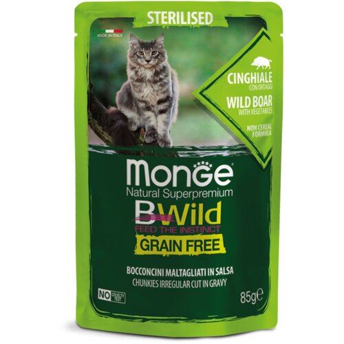 Monge sos za sterilisane mačke sa divljom svinjom i povrćem bwild grain free 85g Cene