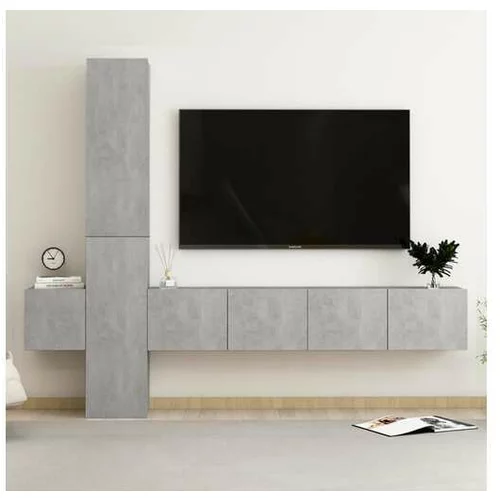  Komplet TV omaric 5-delni betonsko siva iverna plošča