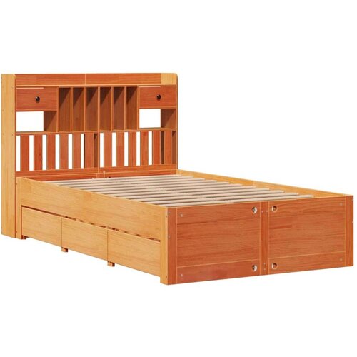  Krevet s regalom za knjige bez madraca 135 x 190 cm od borovine Slike