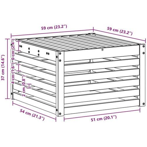  otoman Čvrsto drvo akacije Bijela 59 x 59 x 37 cm - Bijela Tabure Slike