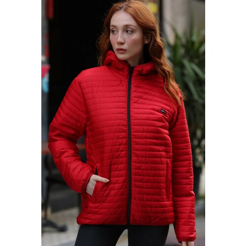 River Club Women's Red ? Hooded Inner Lined Water And Windproof Coat. Slike