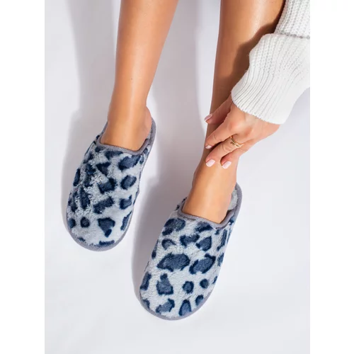 SHELOVET leopard slippers blue