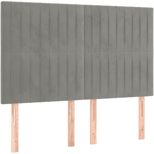 Maison Chic Posteljno vzglavje - Vzglavna omarica 4 kosa svetlo siv 72x5x78/88 cm žamet, (22077858) Slike